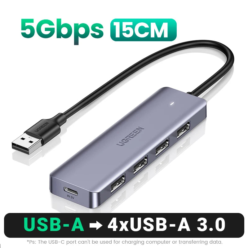 Hub USB‑C 4 porte USB 3.0 – Espansione veloce per MacBook, iPad e Android