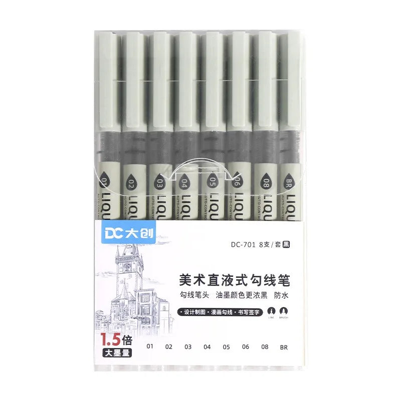 Professional 5/8pc Manga Art Marker Set Fine Line Sketch Pens for Drawing Illustration & Calligraphy Artist School Supplies Kit