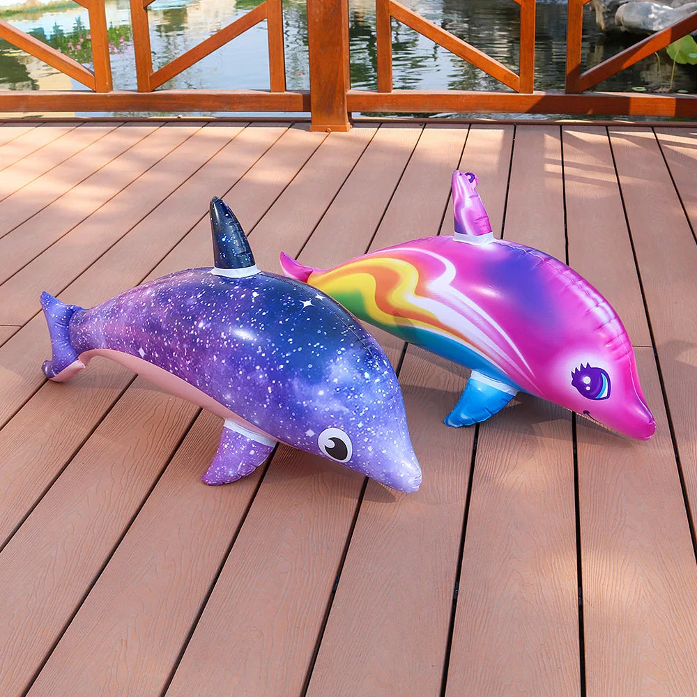 Delfino gonfiabile arcobaleno per feste a tema marino – decorazione piscina
