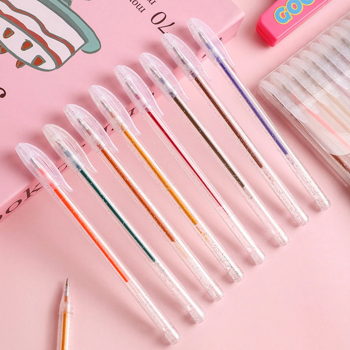 New Glitter Gel Pen Set 1.0mm Metallic Glitter Colors Ballpoint Pen Paper Cardstock Diary Drawing Marking Coloring DIY Art
