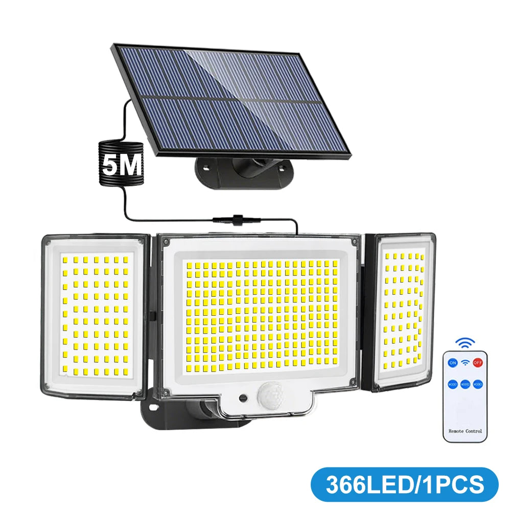 Lampada da Giardino Solare a LED con Sensore di Movimento IP65 – 400 LED, 5 m