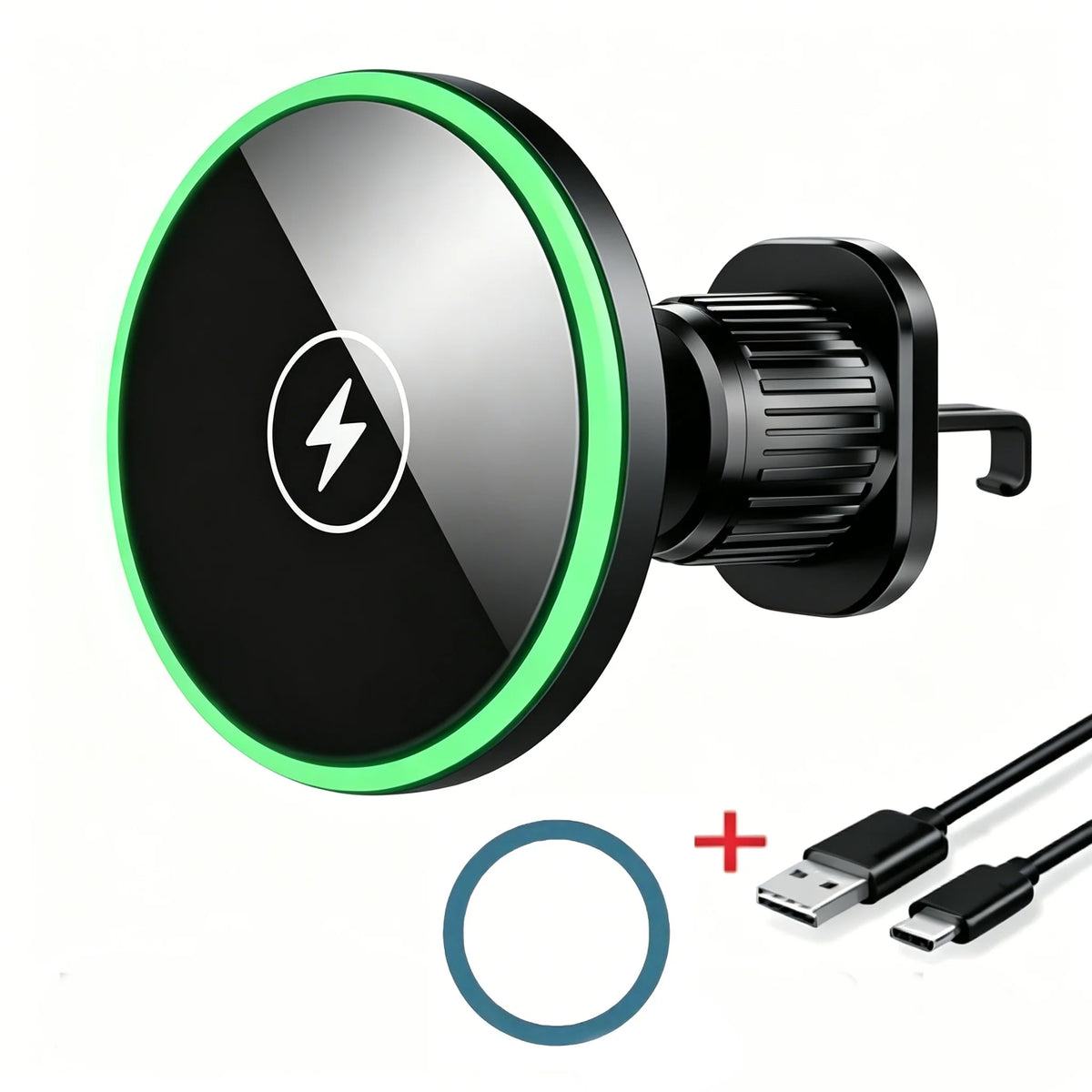 Caricatore wireless magnetico 30W per auto con LED, per iPhone 12‑17 Pro Max