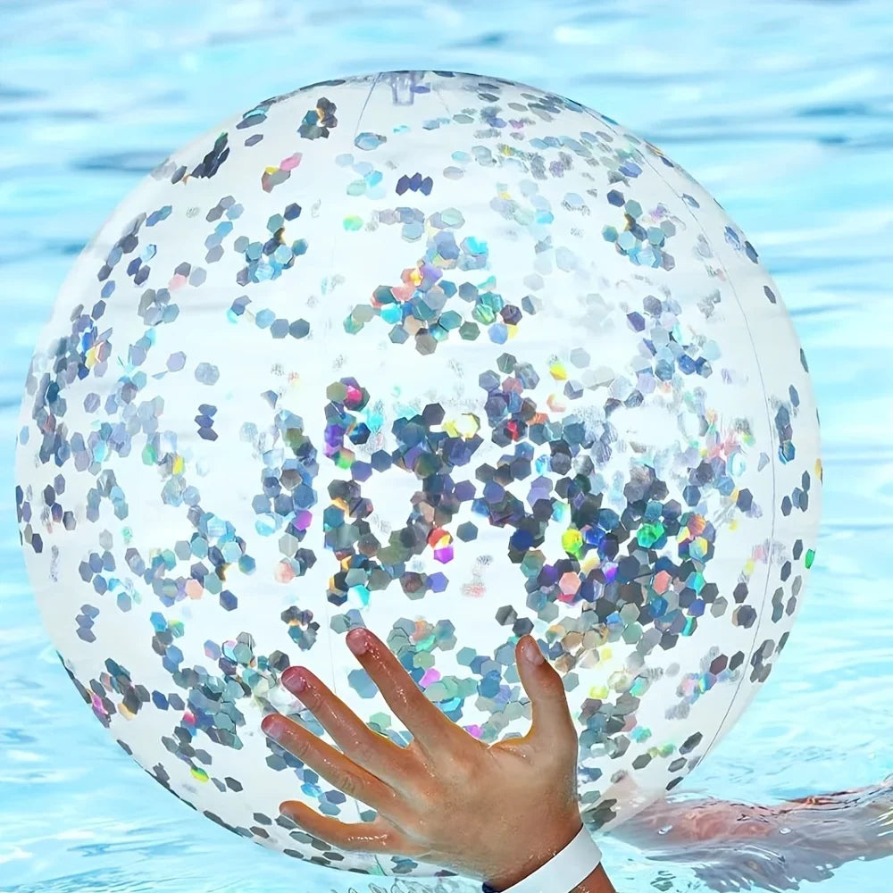 Palla gonfiabile in PVC con paillettes – colori vivaci per piscina e feste…