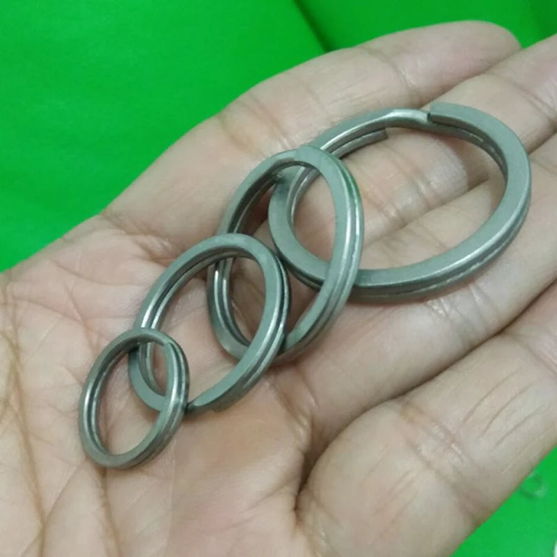2PCS/lot Titanium TC4 Ti Round Metal Keyring EDC Split Key Ring Key Chain 10mm/12mm/14mm/18mm/25mm/28mm/32mm FW136