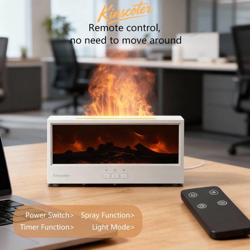 Diffusore Aroma Caminetto con Luci Colorate, Telecomando e Umidificatore 150 ml