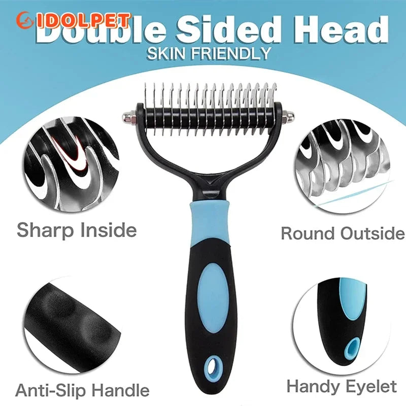 Spazzola Professionale 2 in 1 per Dematting e Deshedding per Cani e Gatti
