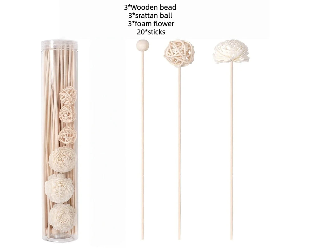 20 Pcs Reed Diffuser Sticks Flowers, Natural Diffuser Reeds Sticks with Decorative Flowers, Replacement Rattan Reed Fragrance