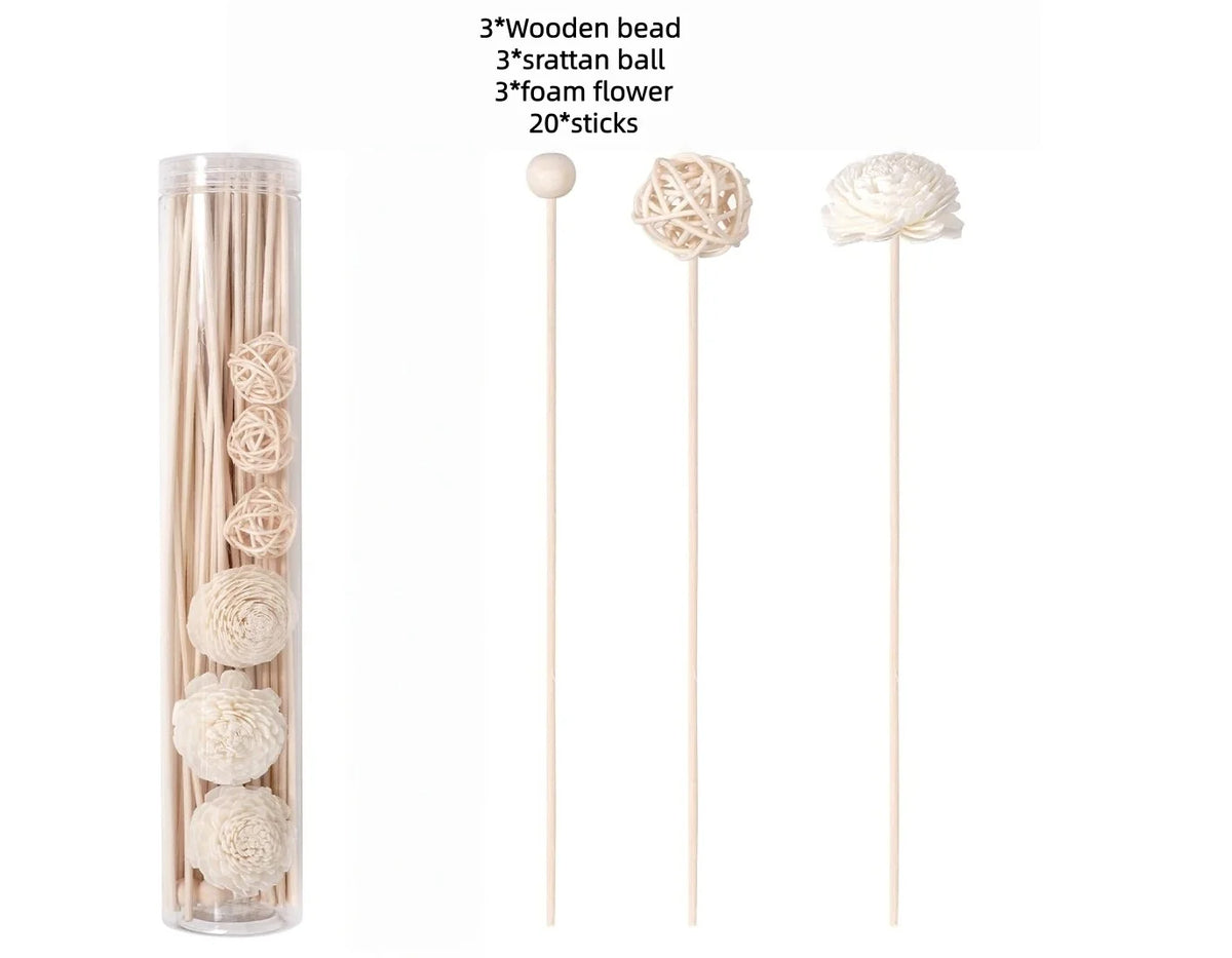 20 Pcs Reed Diffuser Sticks Flowers, Natural Diffuser Reeds Sticks with Decorative Flowers, Replacement Rattan Reed Fragrance