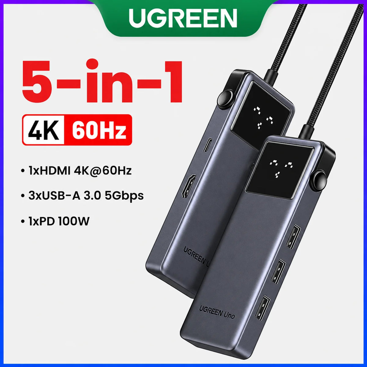 Hub USB‑C 6‑in‑1 4K 60 Hz con Power Delivery 100 W e porte 10 Gbps