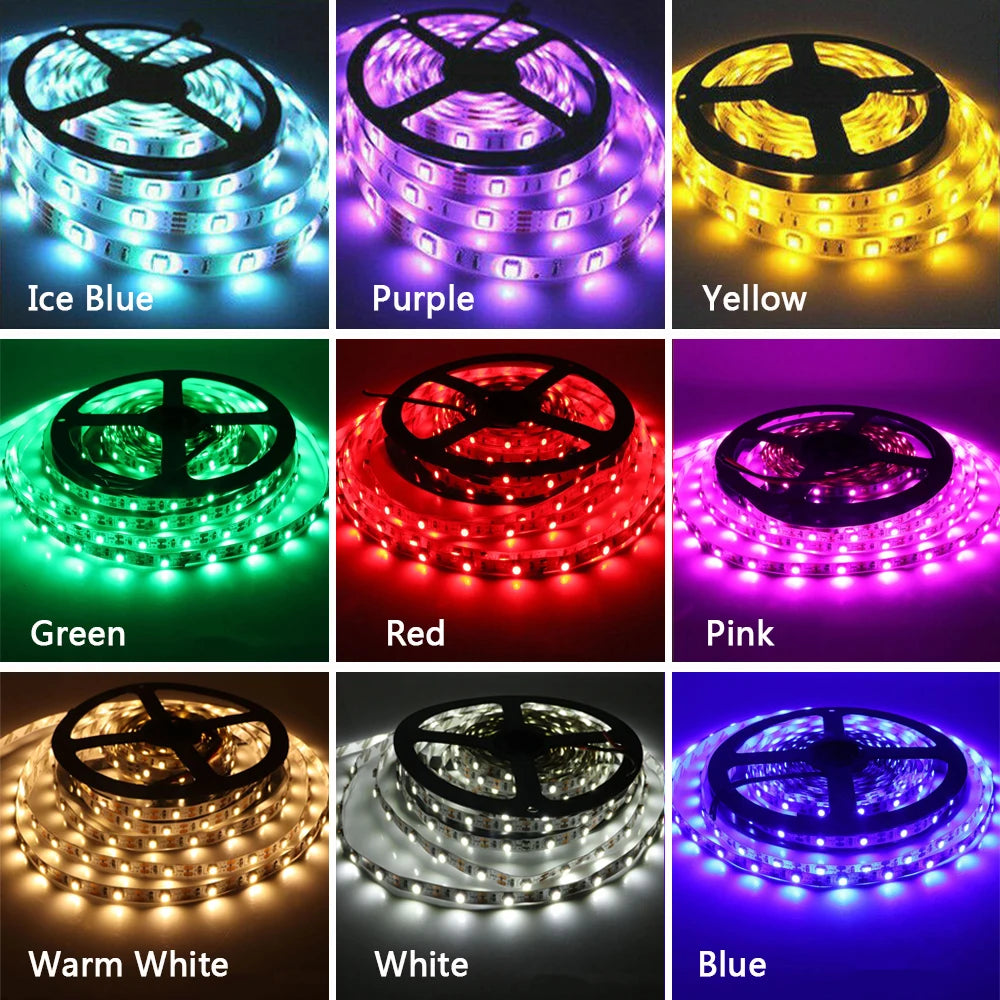 Striscia LED 5V flessibile 60 LED/m, RGB e bianco, impermeabile IP65/IP67, 3 AA