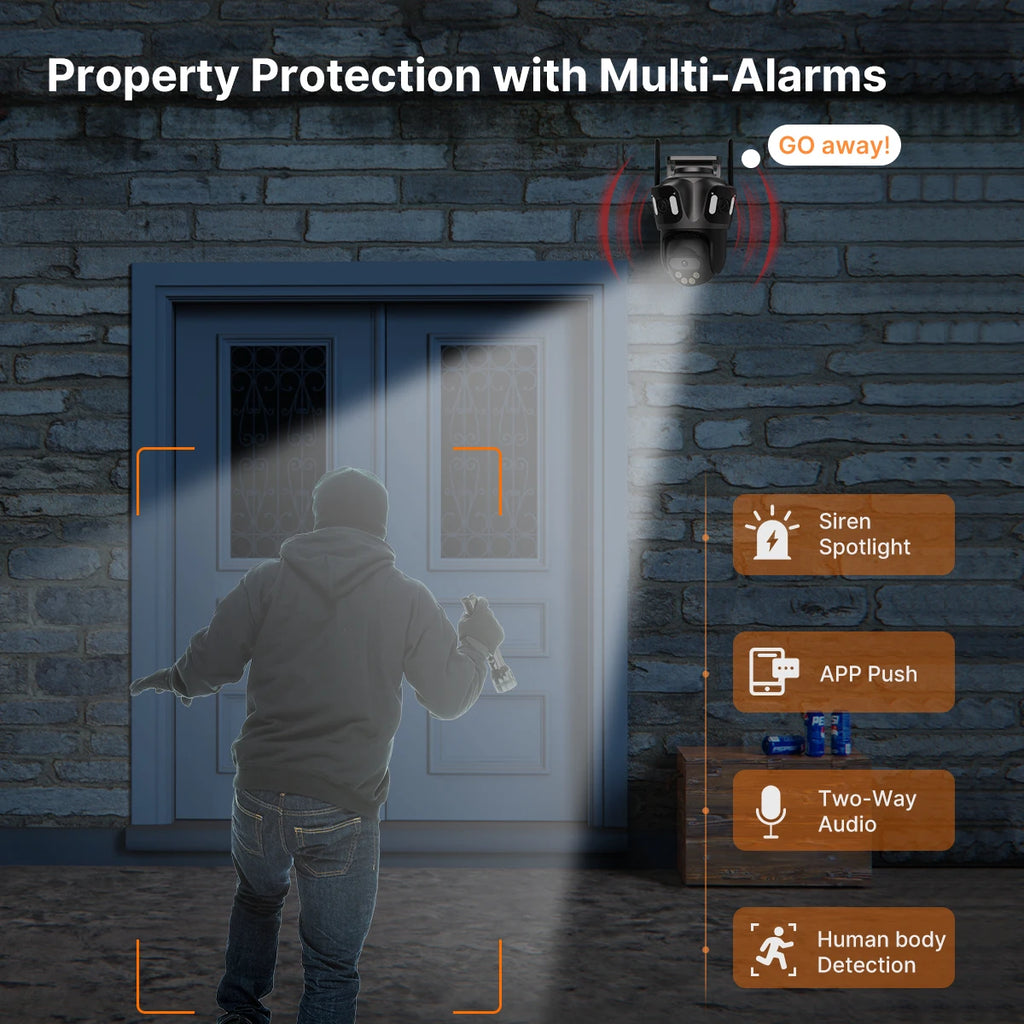 WONSDAR Outdoor Wifi PTZ Camera Three Lens or Dual Lens IP Camera Auto Tracking Color Night Vision Video Surveillance CCTV ICsee