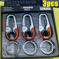 3pcs Keychain Men Stainless Steel Buckle Outdoor Carabiner Climbing Tool Double Ring Car Fishing Hook Key Ring Accessories