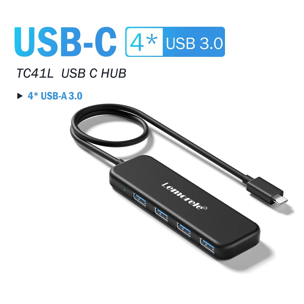 Hub USB 3.0 Type‑C 4 porte per laptop – compatibile con Lenovo, MacBook, Dell