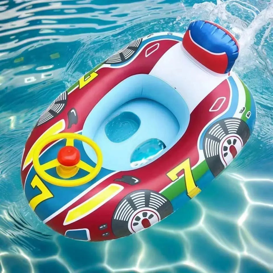 Gonfiabile per bambini a forma di auto con maniglie di sicurezza per l’estate