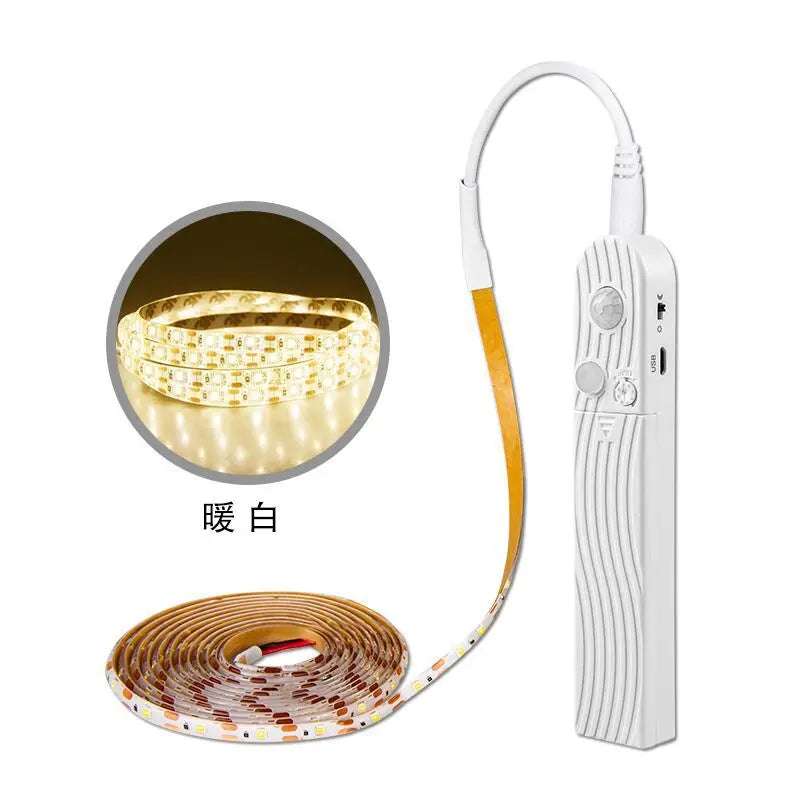 Striscia LED 5V con Sensore PIR, luce notturna a batteria per armadi e ambienti
