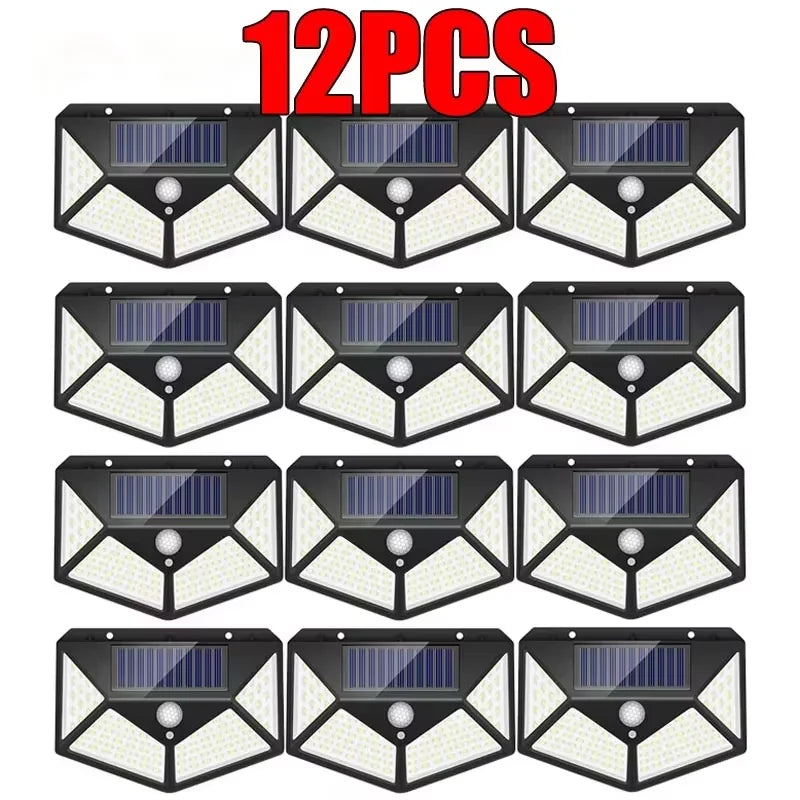 Lampada Solare da Giardino con Sensore di Movimento PIR 100 LED IP65