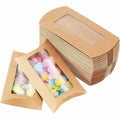 10/20/30/50/pcs Pillow Shape Candy Box with Window Wedding Christmas Kraft Paper Gift Packaging Boxes Birthday Party Supplies