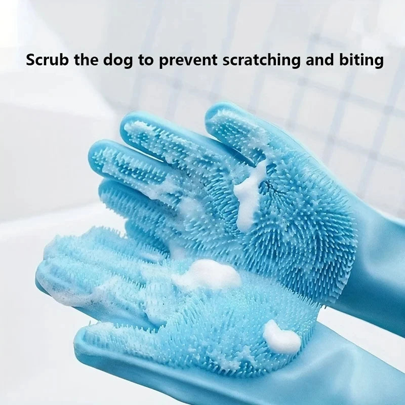 Guanti in Silicone per Toelettatura Animali – Rimuove Pelo, Deterge e Massaggia