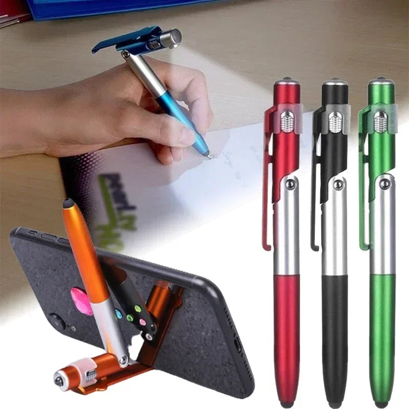 Penna a sfera 4 in 1 con luce LED, supporto pieghevole per smartphone e…