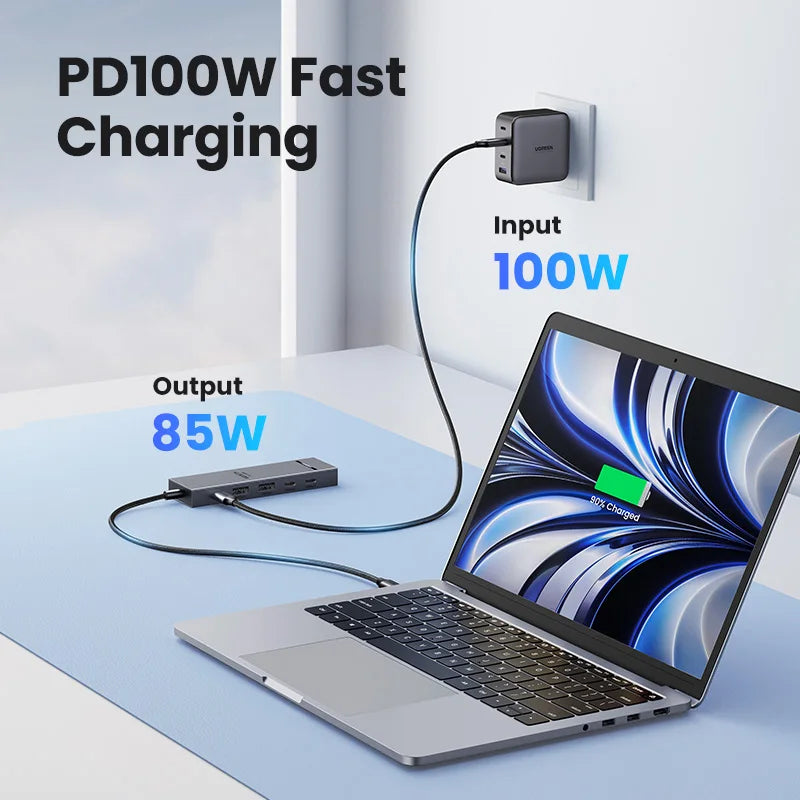 Hub USB-C 6 in 1 10 Gbps con HDMI 4K 60 Hz e ricarica PD 100 W