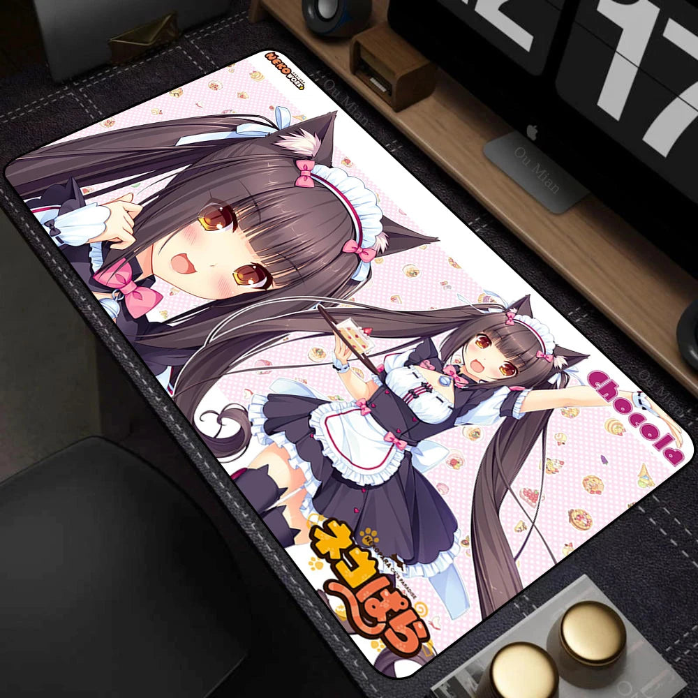 XXL Home HD Computer Desk Mats Mouse Pad Nekopara Mousepad Carpet Gamer Office Laptop Soft Mouse Mat Desktop Mouse Mats 90x40cm