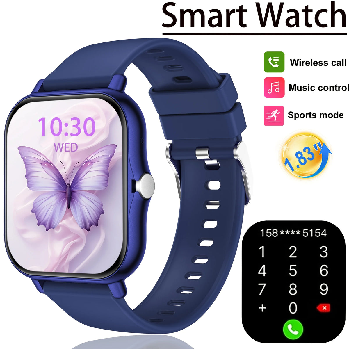 Smartwatch sportivo full‑screen 1.8" con chiamata wireless e monitor del sonno