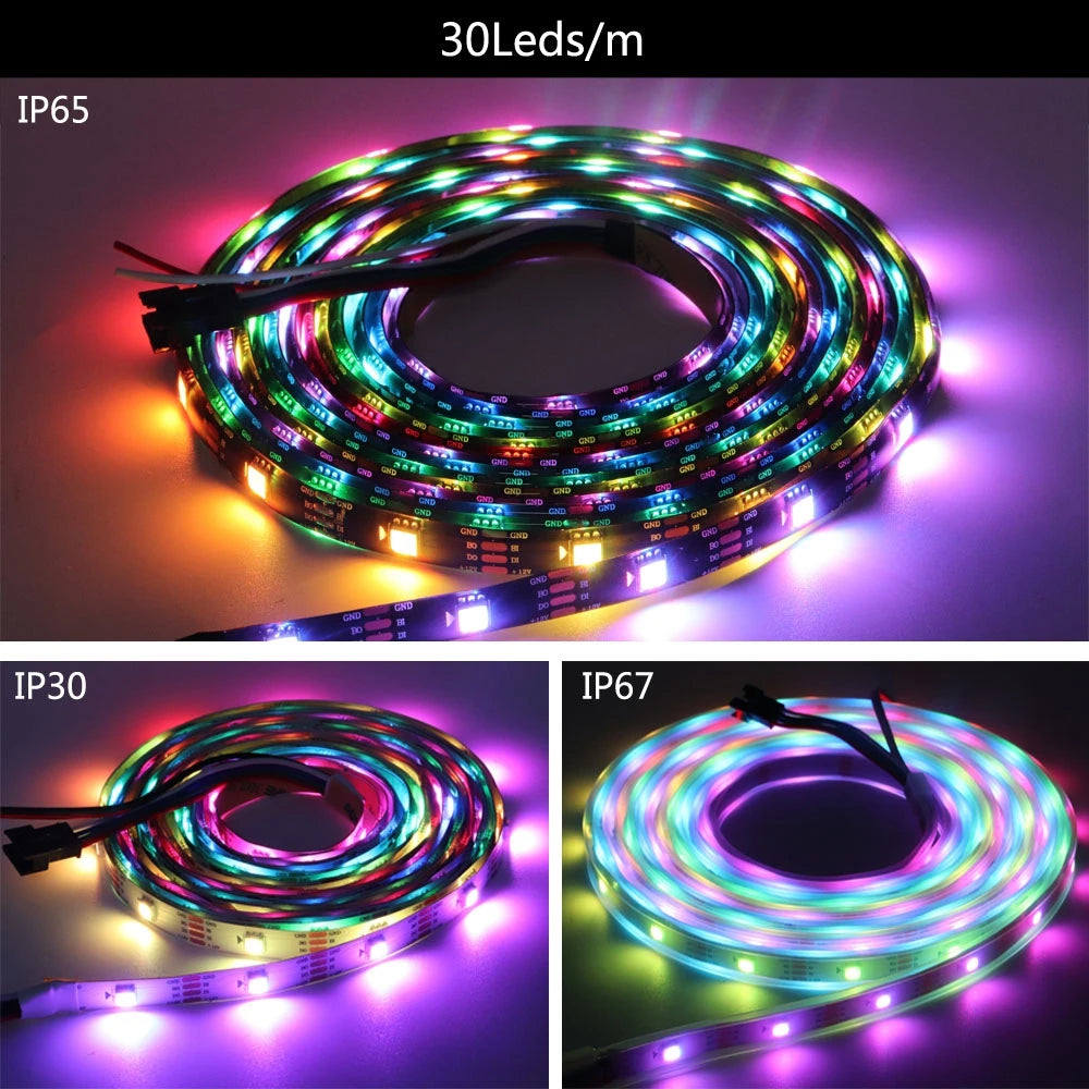 WS2812B WS2811 WS2813 WS2815 5050 RGB Smart LED Strip Lights WS2812 Individually Addressable IC 30/60/144Pixels/Leds/m Tape
