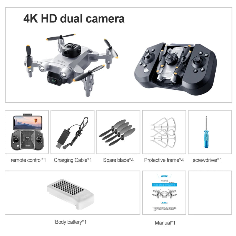Mini Drone 4K con Doppia Camera, Evitamento Ostacoli a 5 Lati e Ali Pieghevoli…