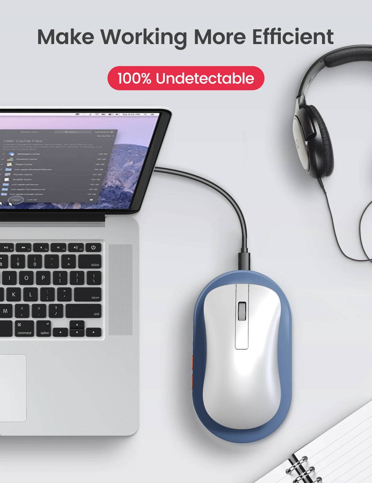 Vaydeer Ultra Slim Mouse Mover with Adjustable Interval Timer, Undetectable & Noiseless Jiggler Simulates Realistic Movement