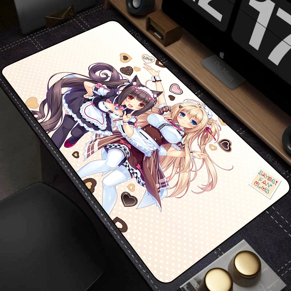 XXL Home HD Computer Desk Mats Mouse Pad Nekopara Mousepad Carpet Gamer Office Laptop Soft Mouse Mat Desktop Mouse Mats 90x40cm