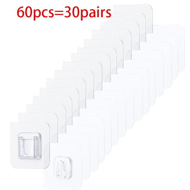 Ganci adesivi doppia faccia trasparenti per parete – supporti per cucina e bagno