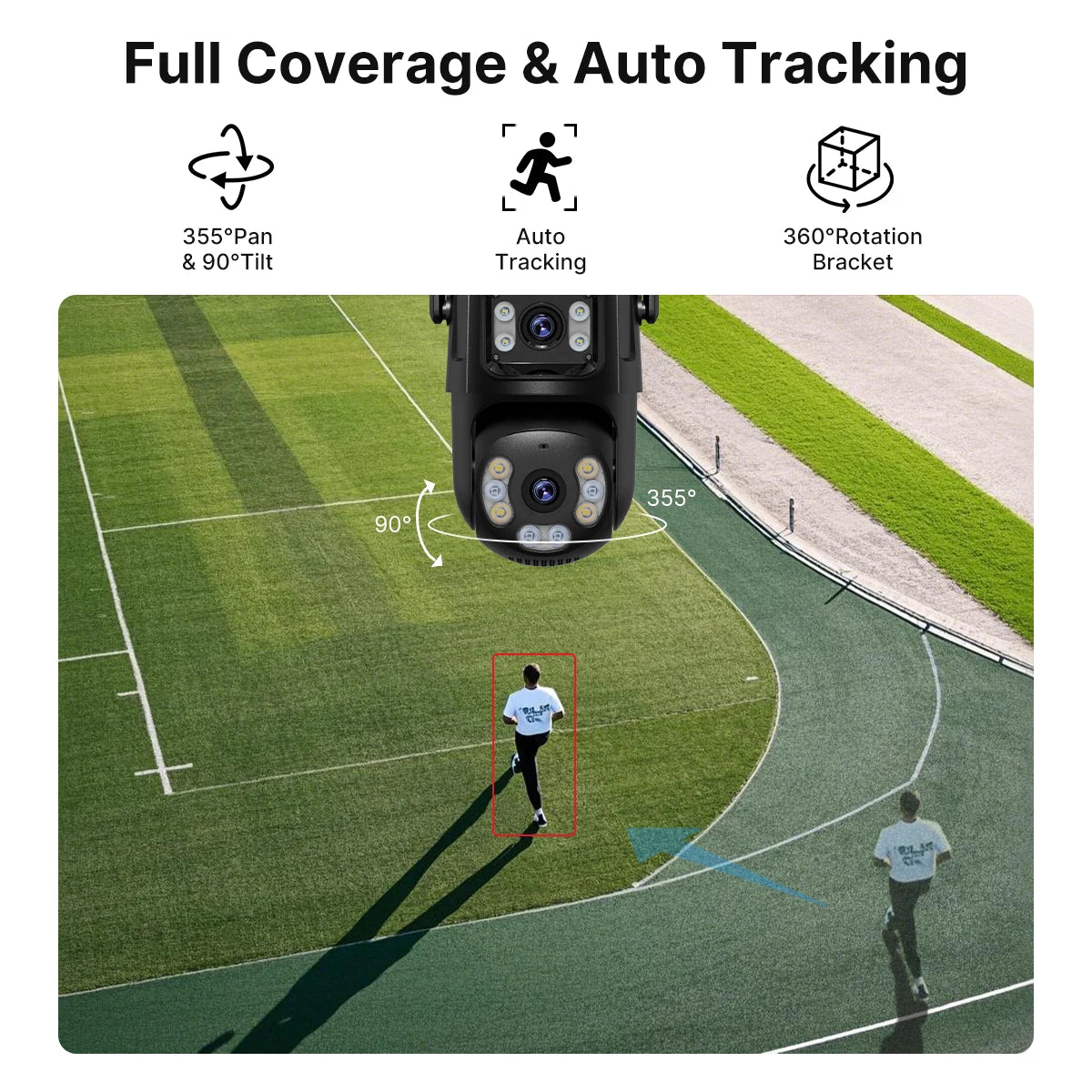 Camera Wi‑Fi 8MP PTZ con doppia lente, AI tracking e visione notturna a colori