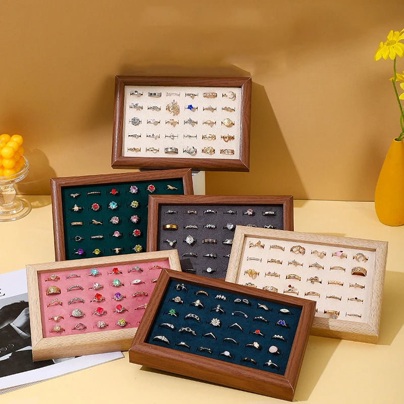 Fashion Ring Display Plate Ear Studs Bracelet Jewelry Storage Box Wood Organizing Box Ring Tray