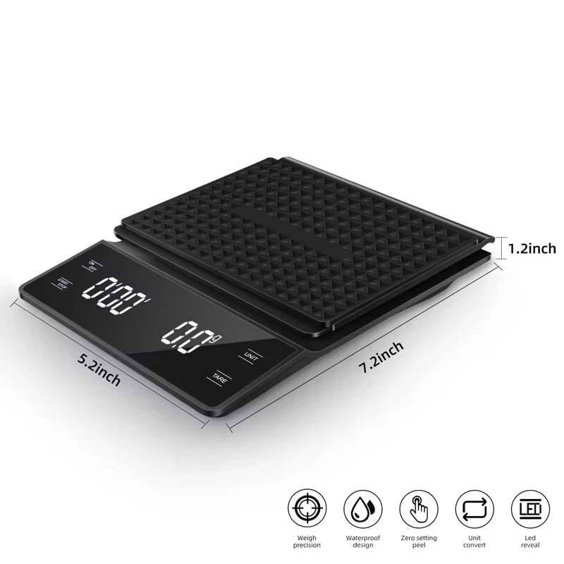Bilancia da caffè digitale 3 kg con timer e precisione 0,1 g