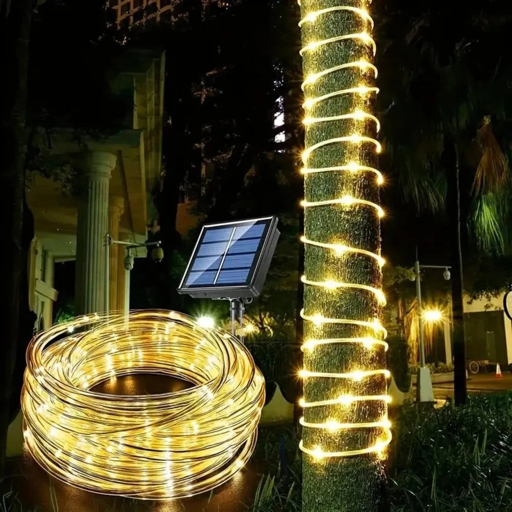 Filo LED Solare da Giardino 32 m – Luce Natalizia e Decorazioni per Eventi