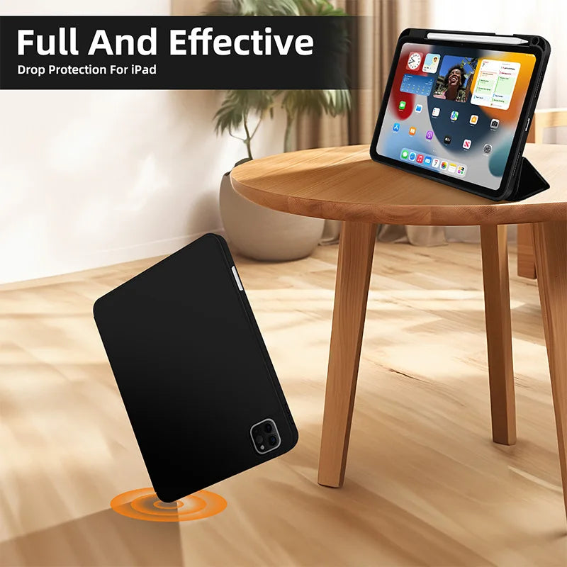 For iPad A16 11th 10th 9th 8th Air 4th 5th Generation 10.9 inch Pencil Holder Case iPad Pro 11 12.9 13 inch Tablet Funda Cover