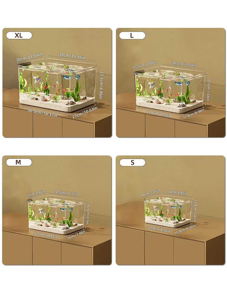 Aquarium transparent créatif de bureau pour décoration de maison ou de bureau, rectangulaire (cuve nue, sans décor ni pierres)