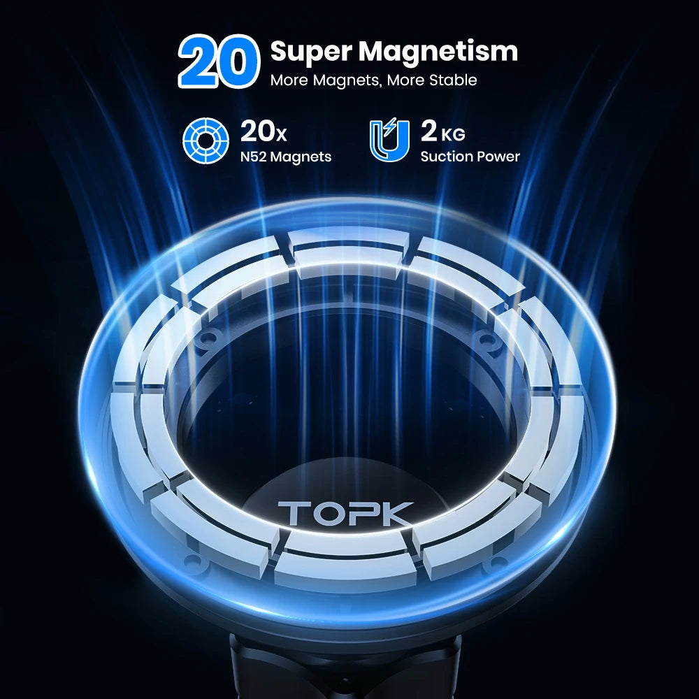 Supporto magnetico per telefono auto con ventosa d'aria, 360°, 20 magneti, nero