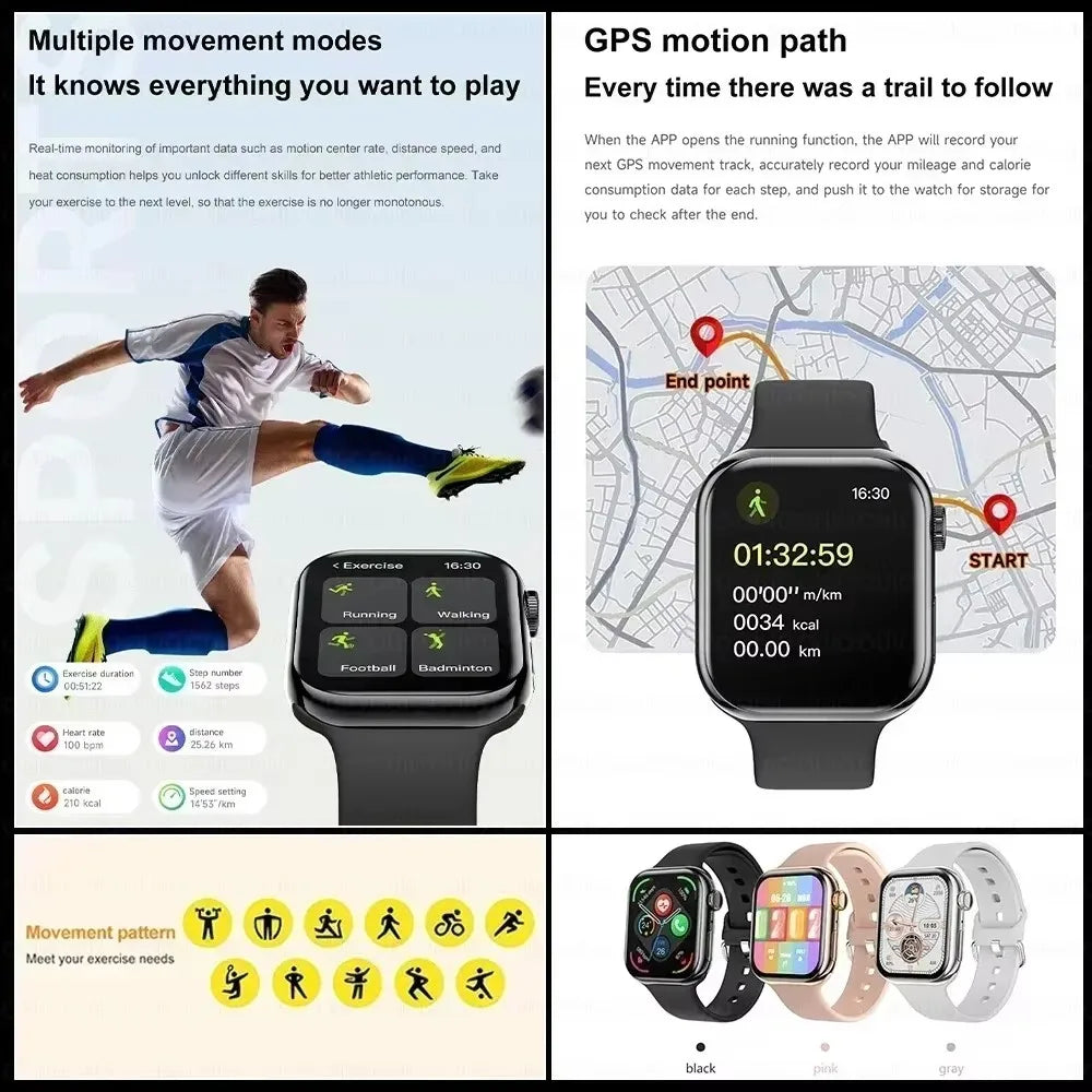 Smartwatch 2026 GPS per Apple, AMOLED HD 1.9", 10 sport, impermeabile IP68,…