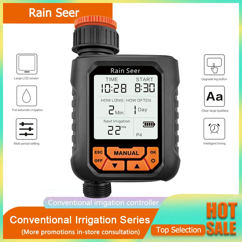 Timer irrigazione con display LCD grande, impermeabile IP65, automatico