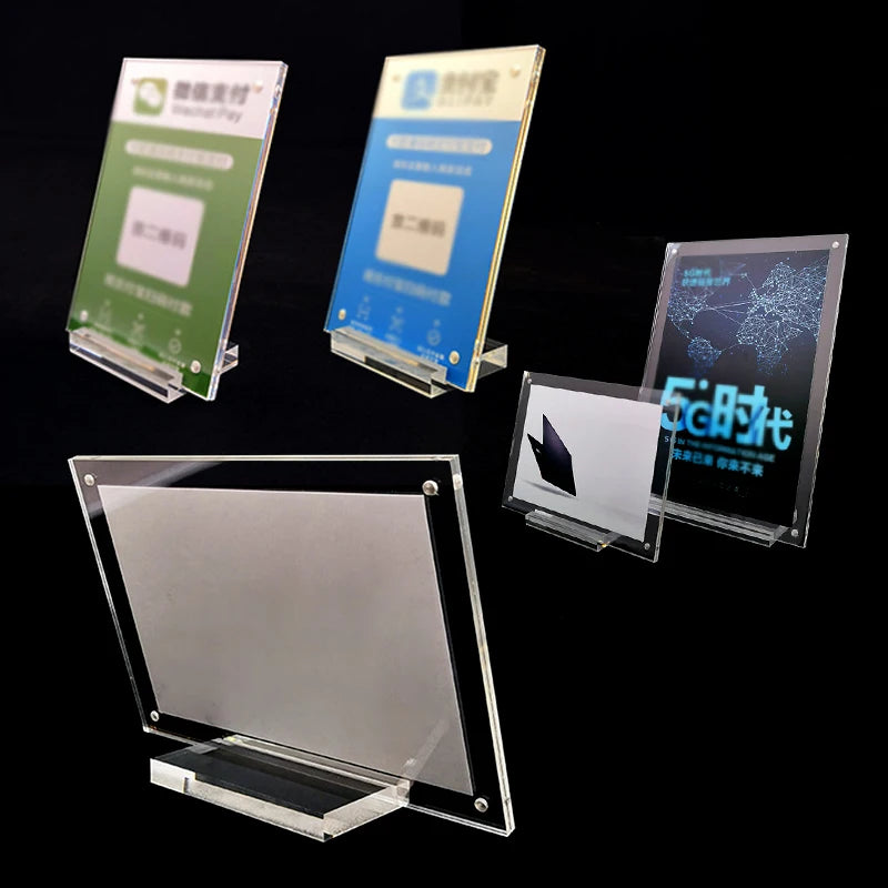High Quality Photo Frame With Base Desk Card Sign Clear Label Plates Poster Price Tags Replacement Spare Parts
