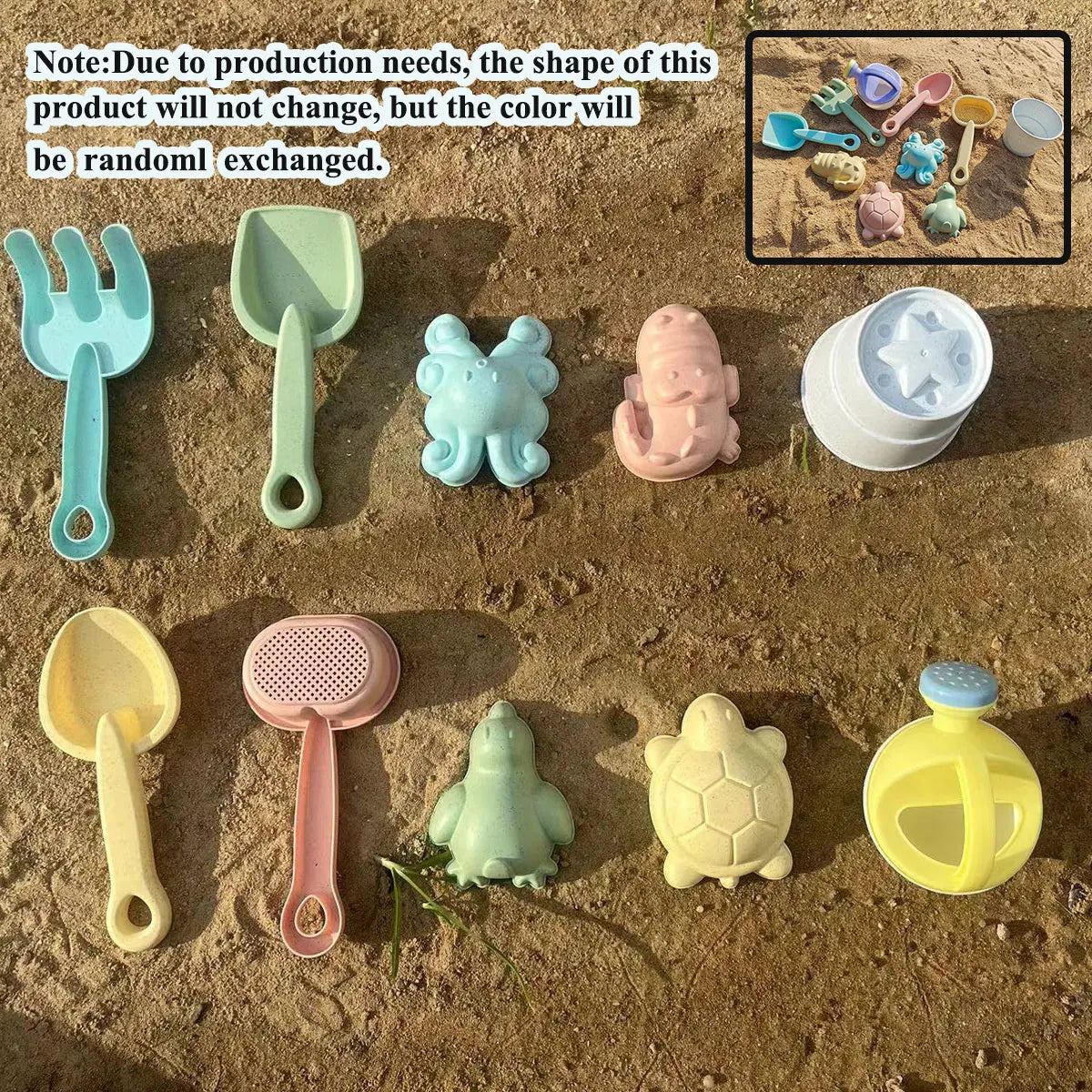 Set da 11 Giocattoli da Spiaggia per Bambini – Secchiello, Paletta e Rastrello