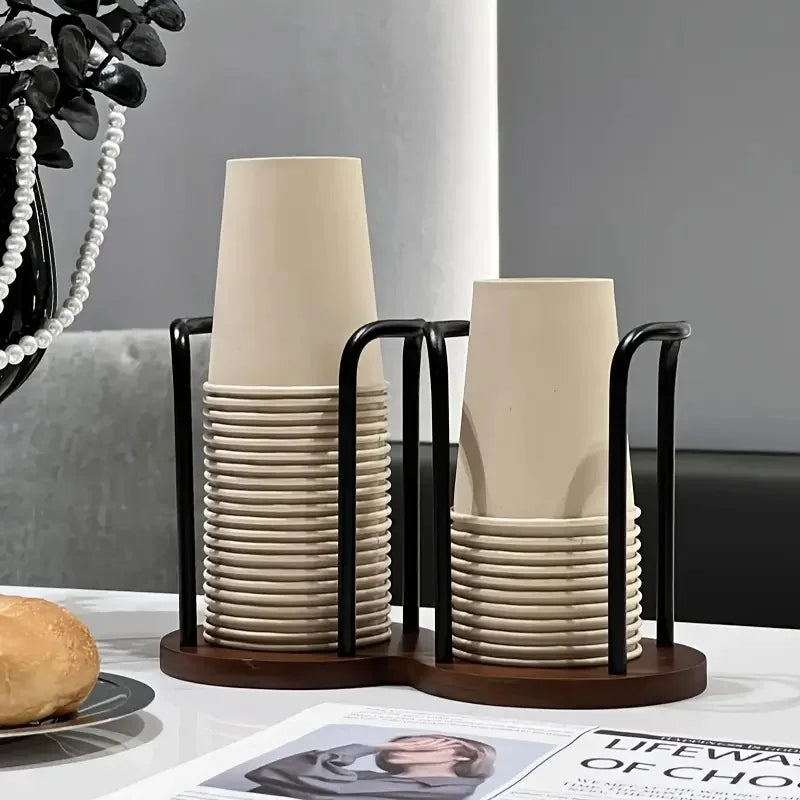 Portacoppette monouso in bambù – Scaffale da tavola per tazze e mug