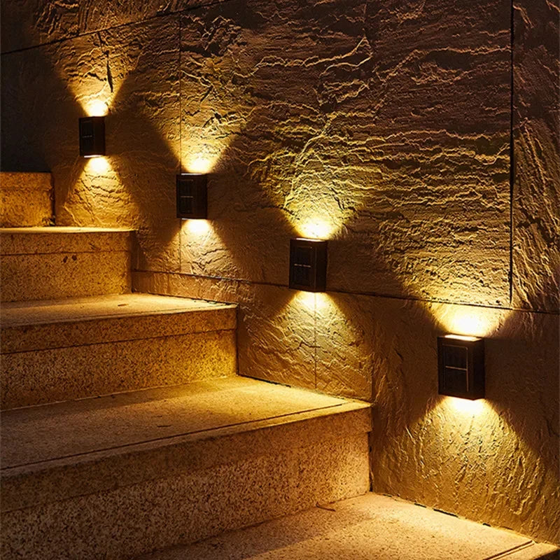1~6pcs Solar Light Outdoor Up and Down Wall Washer Light Waterproof Solar Lamp Garden Street Balcony Yard Stairs Fence Decor
