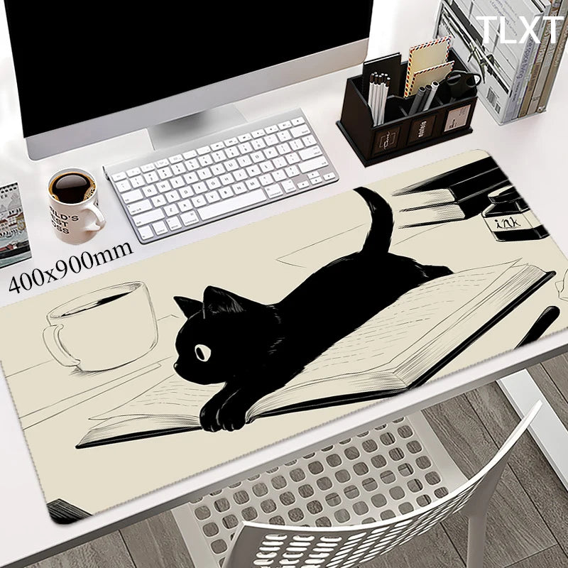 Tappetino da scrivania XXL con stampa gatto kawaii – 100x50 cm