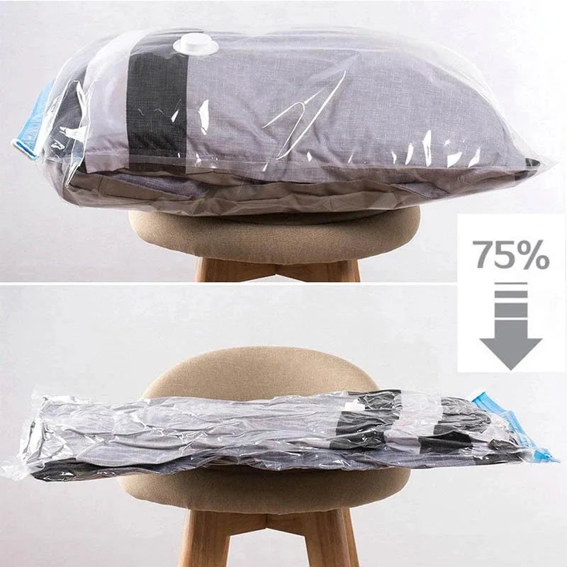 Sacchetti sottovuoto 3/5 pezzi per abiti e biancheria – compressione e spazio