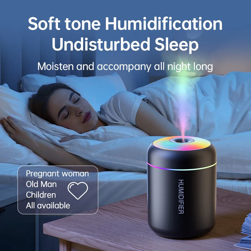 Mini Umidificatore USB 180ml con Diffusore Aromaterapico e Luci LED