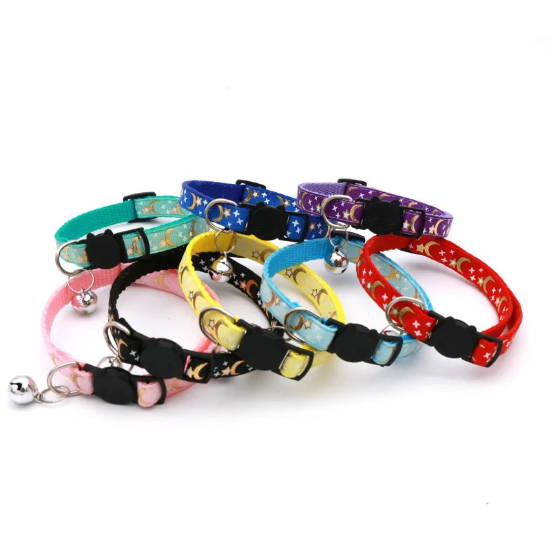 Collarino con campanella stelle e luna per cani e gatti – regolabile e…