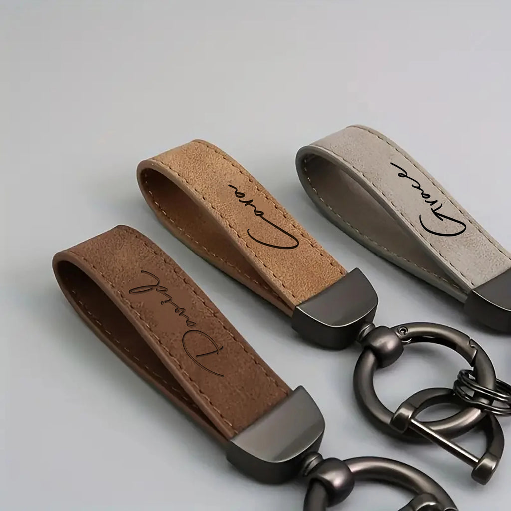 Personalized Custom Keychains DIY Name Laser Engraving Stylish Durable Faux Leather Modern Car Keychains Accessories Gifts