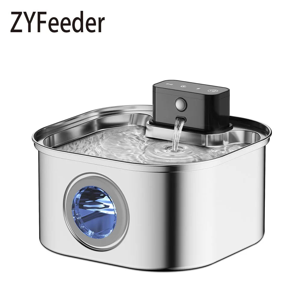 Fontana d'acqua 3.2L per gatti e cani, ricarica wireless, finestra livello